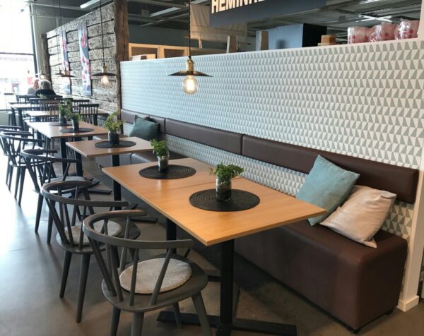 MIRE-Restaurang soffa VASA 1100mm Svart ben exkl klädsel